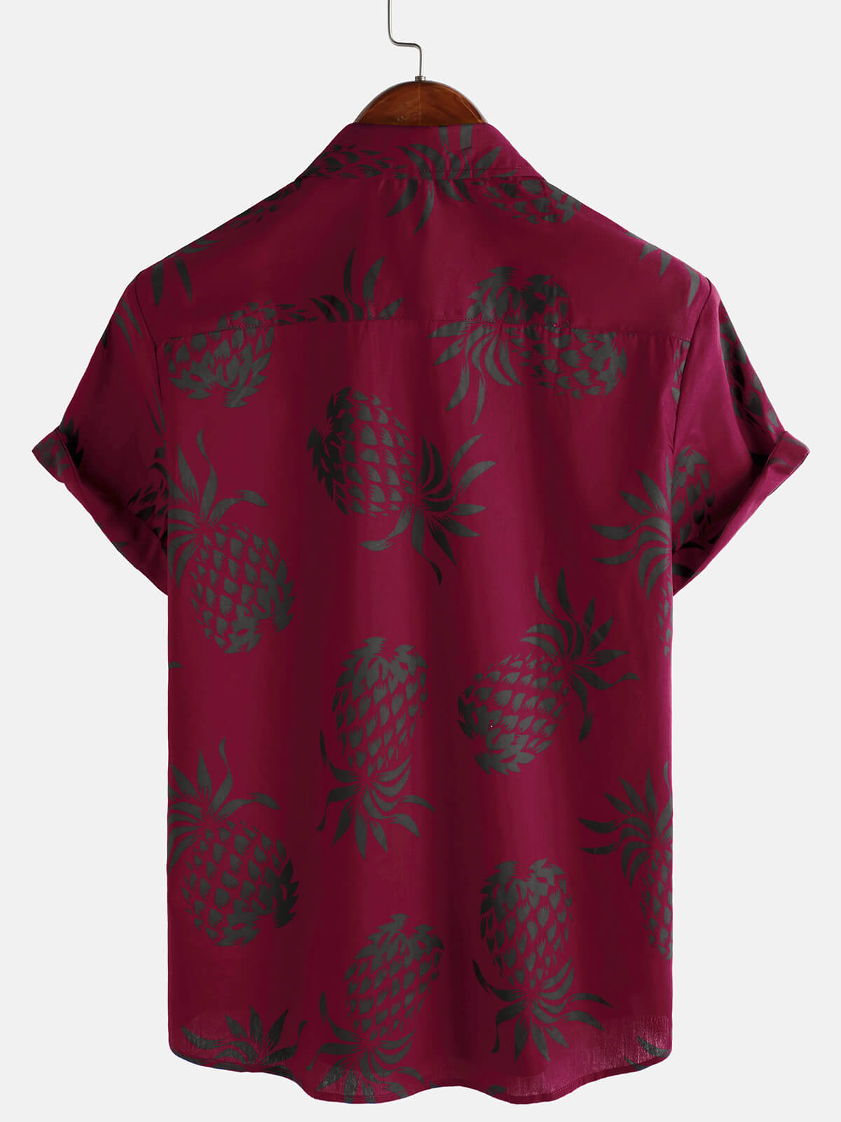Chemise hawaïenne boutonnée à manches courtes en coton imprimé ananas pour homme