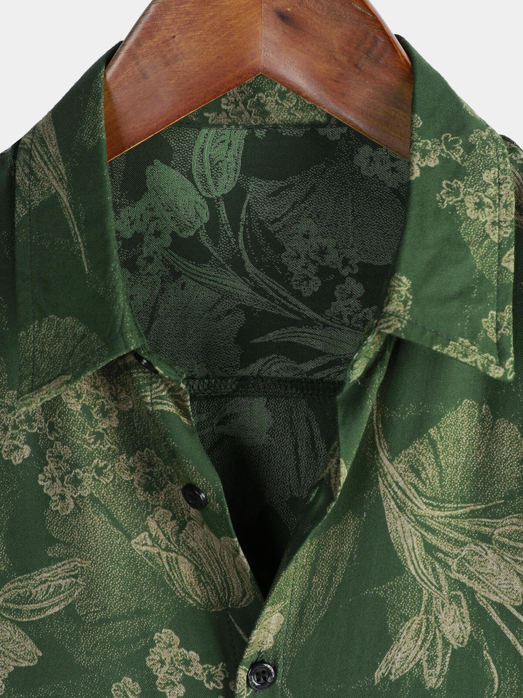 Chemise hawaïenne à manches courtes et boutons respirants pour homme style vintage vert