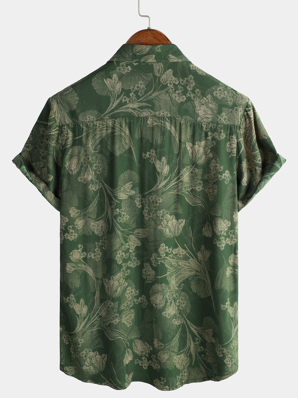 Chemise hawaïenne à manches courtes et boutons respirants pour homme style vintage vert
