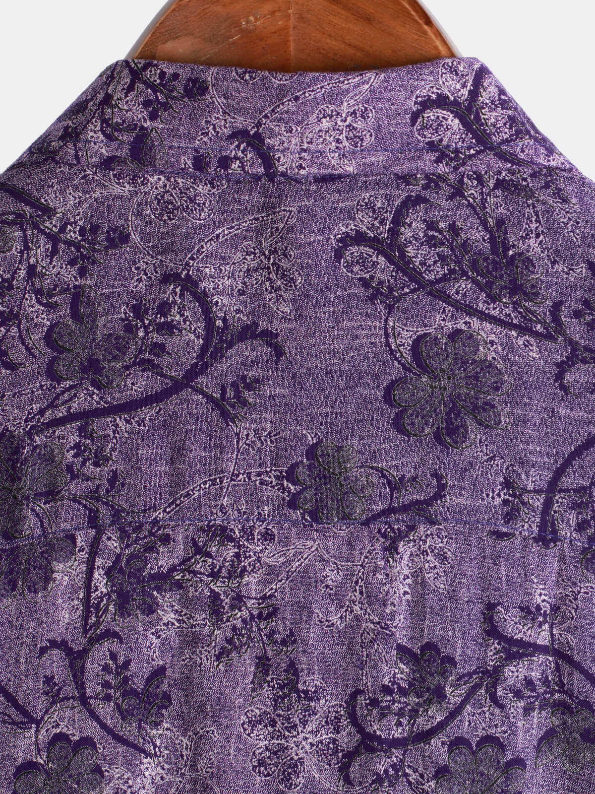 Chemise d'Homme Vintage Violet d'Été Respirante à Manches Courtes