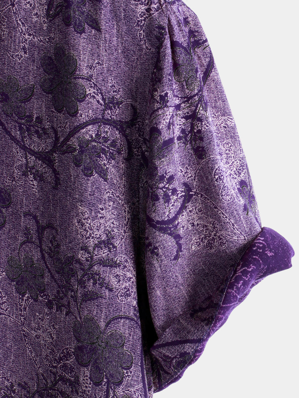 Chemise d'Homme Vintage Violet d'Été Respirante à Manches Courtes