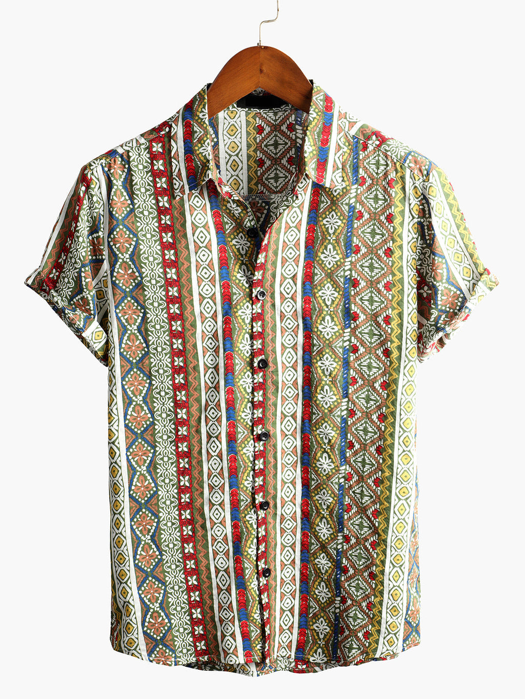 Chemise Retro à Manches Courtes Boho pour Homme