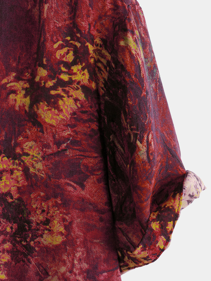 Chemise hawaïenne respirante à manches courtes pour homme, style rétro rouge