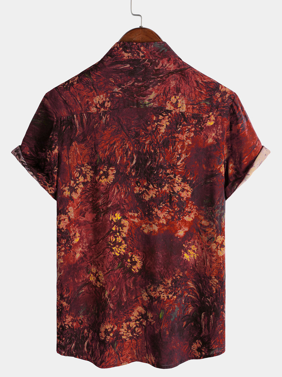 Chemise hawaïenne respirante à manches courtes pour homme, style rétro rouge