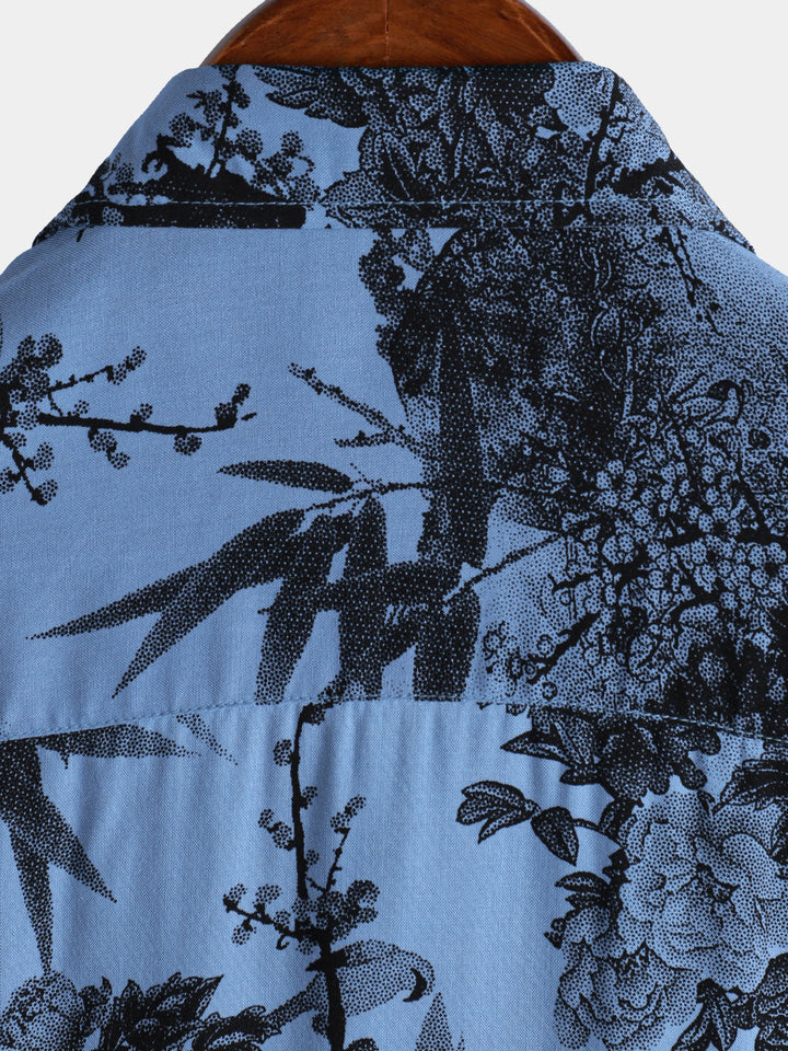 Chemise hawaïenne à manches courtes pour homme, style rétro, respirante, motif floral