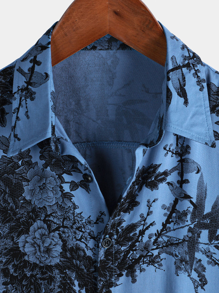 Chemise hawaïenne à manches courtes pour homme, style rétro, respirante, motif floral