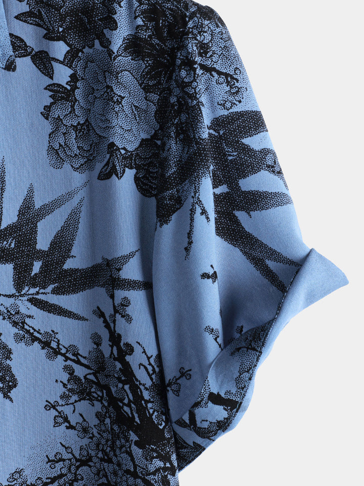 Chemise hawaïenne à manches courtes pour homme, style rétro, respirante, motif floral