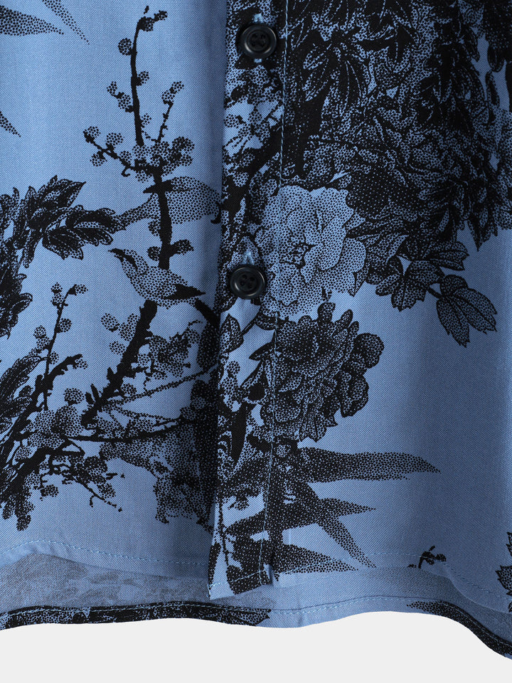 Chemise hawaïenne à manches courtes pour homme, style rétro, respirante, motif floral