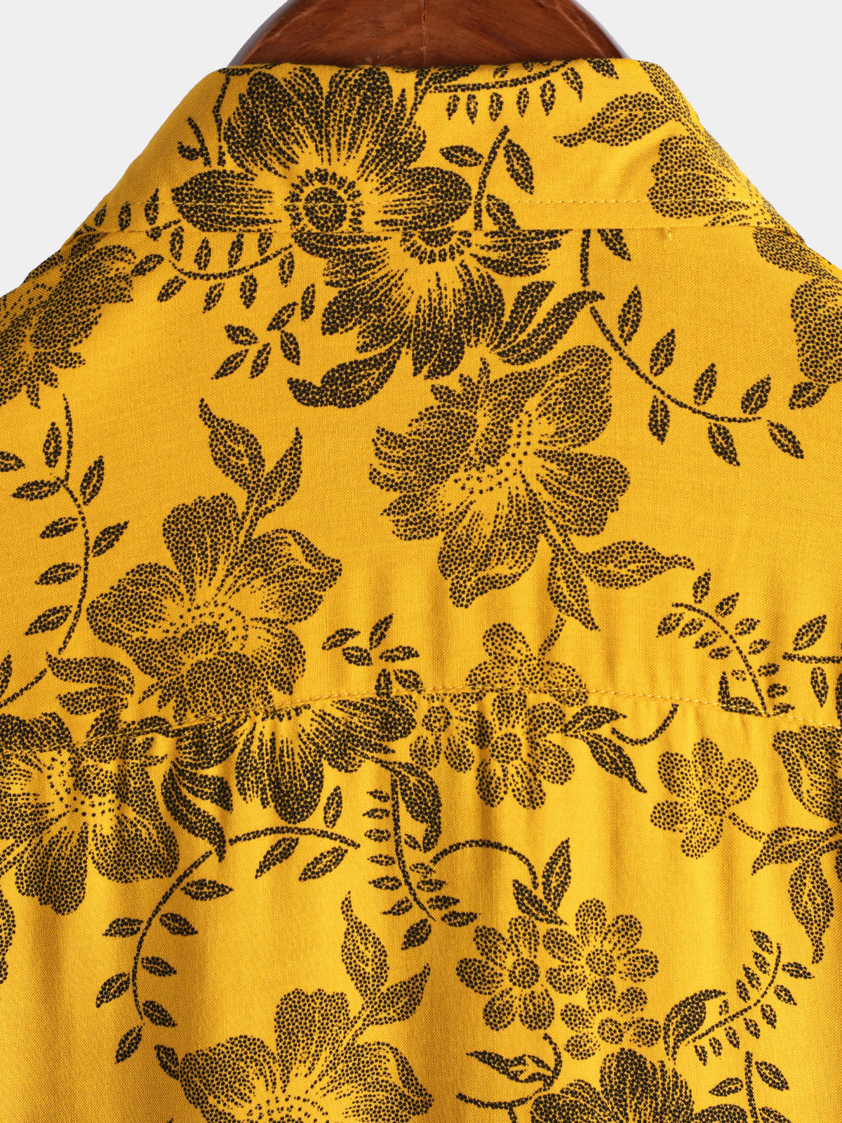 Chemise hawaïenne à manches courtes jaune à imprimé floral vintage pour homme