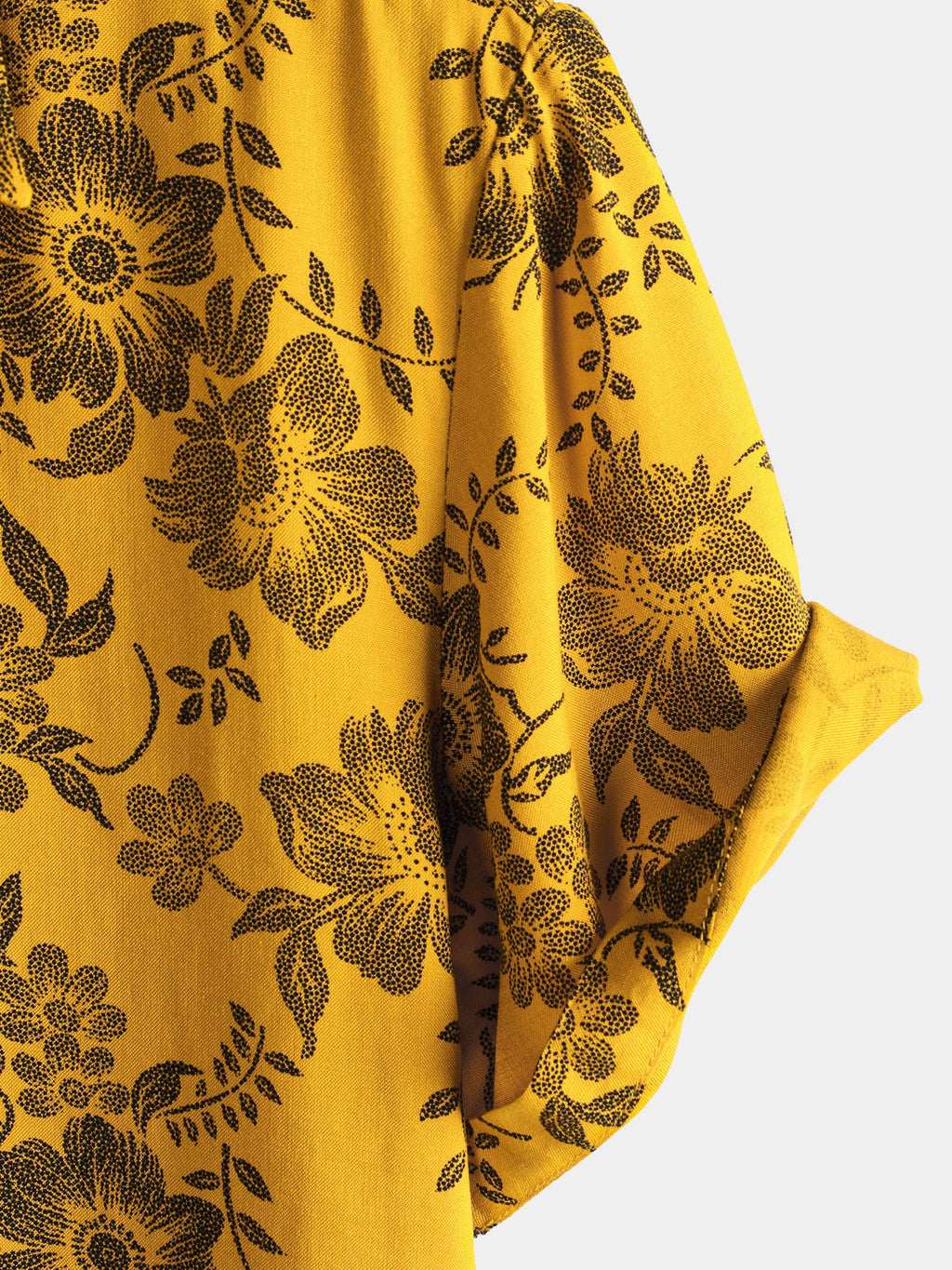 Chemise hawaïenne à manches courtes jaune à imprimé floral vintage pour homme