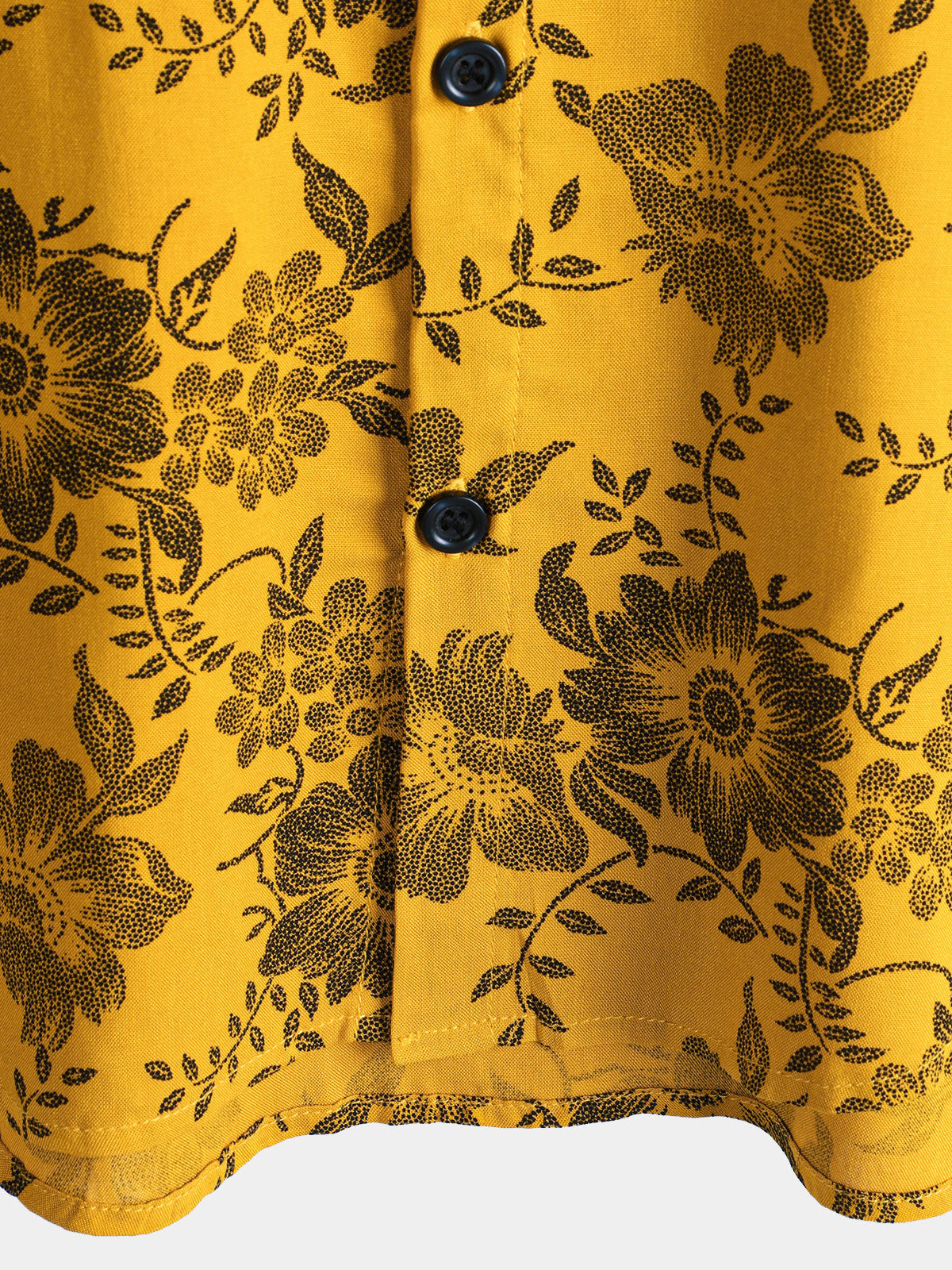 Chemise hawaïenne à manches courtes jaune à imprimé floral vintage pour homme