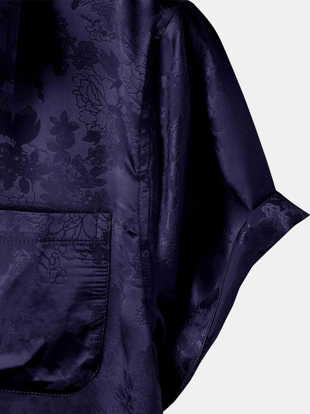 Chemise à manches courtes en satin de soie à poches et jacquard floral pour homme