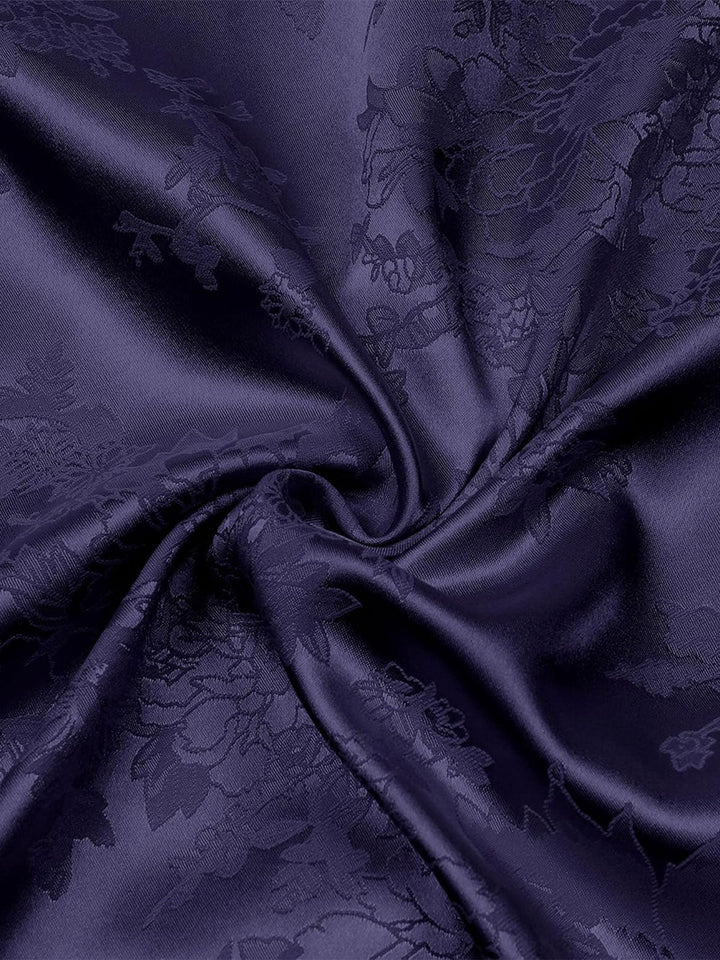 Chemise à manches courtes en satin de soie à poches et jacquard floral pour homme