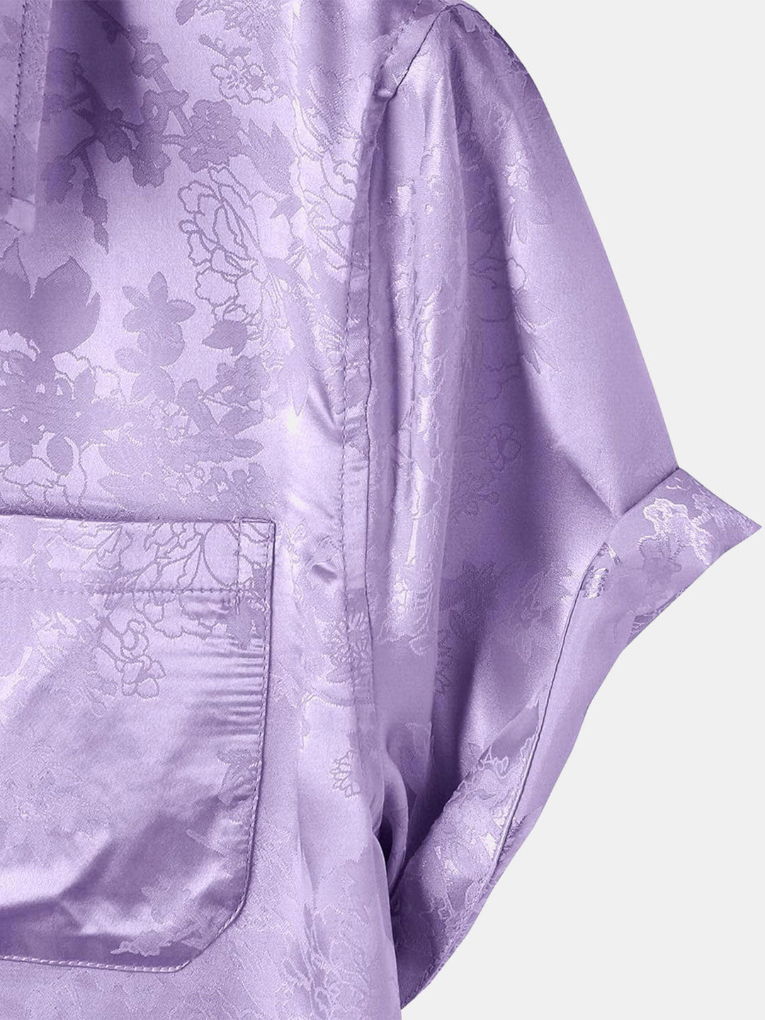 Chemise à manches courtes en satin de soie à poches et jacquard floral pour homme