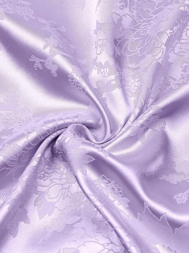 Chemise à manches courtes en satin de soie à poches et jacquard floral pour homme