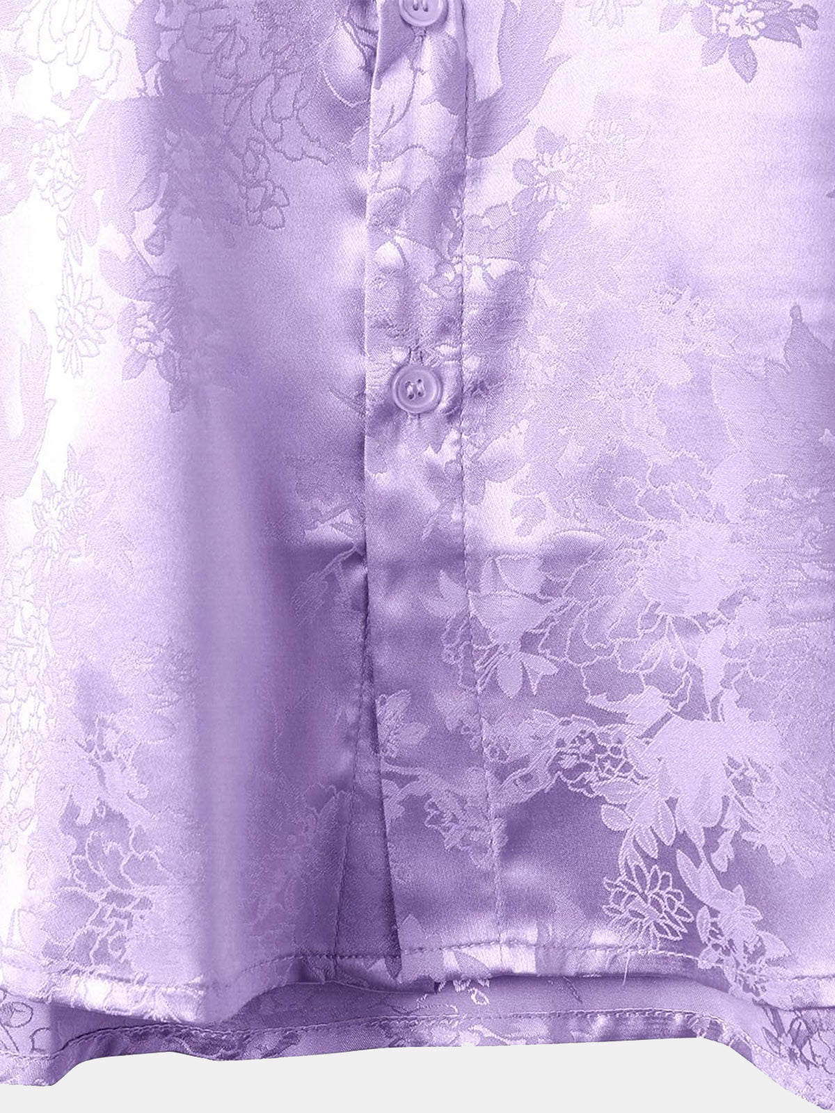 Chemise à manches courtes en satin de soie à poches et jacquard floral pour homme