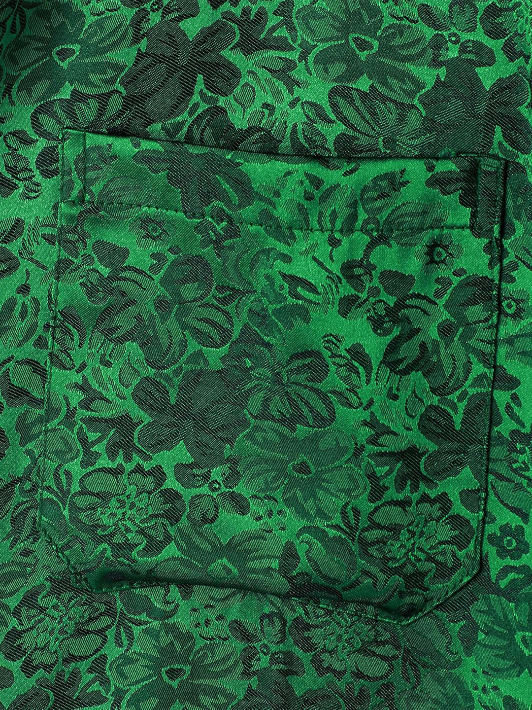 Chemise à manches courtes en satin de soie jacquard à imprimé floral pour homme