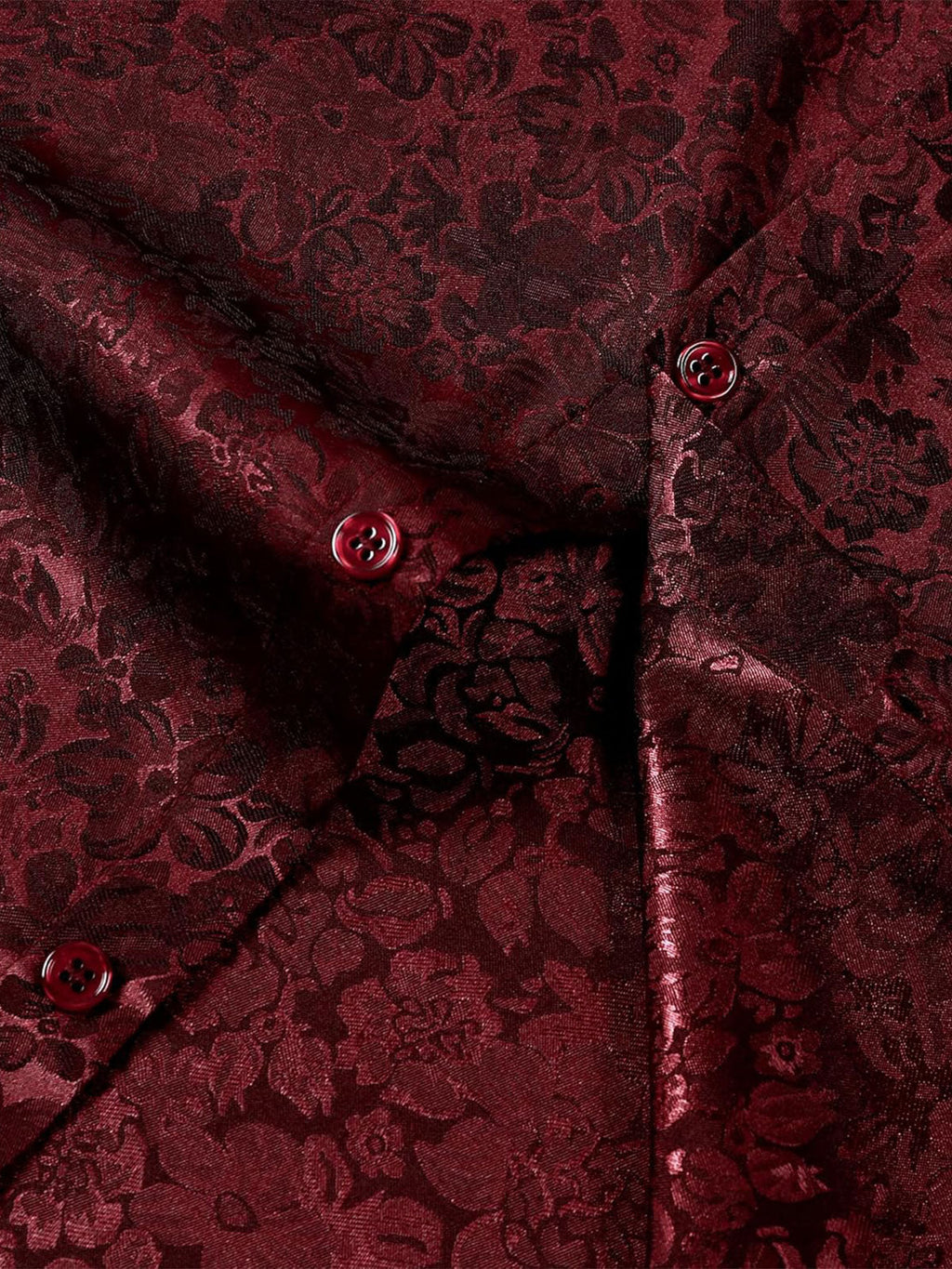 Chemise à manches courtes en satin de soie jacquard à imprimé floral pour homme