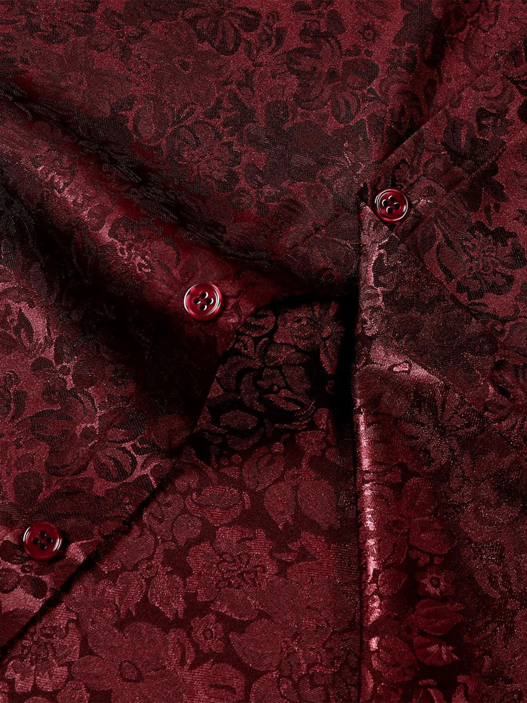 Chemise à manches courtes en satin de soie jacquard à imprimé floral pour homme