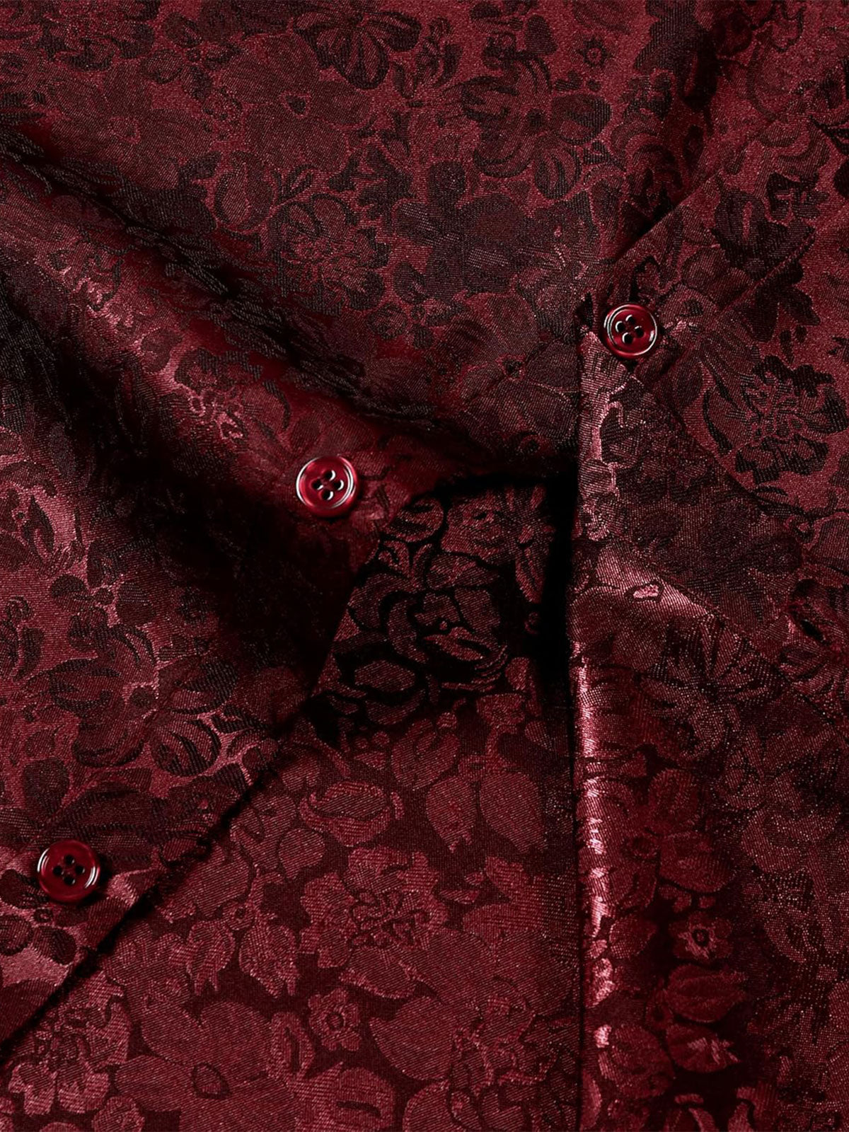 Chemise à manches courtes en satin de soie jacquard à imprimé floral pour homme