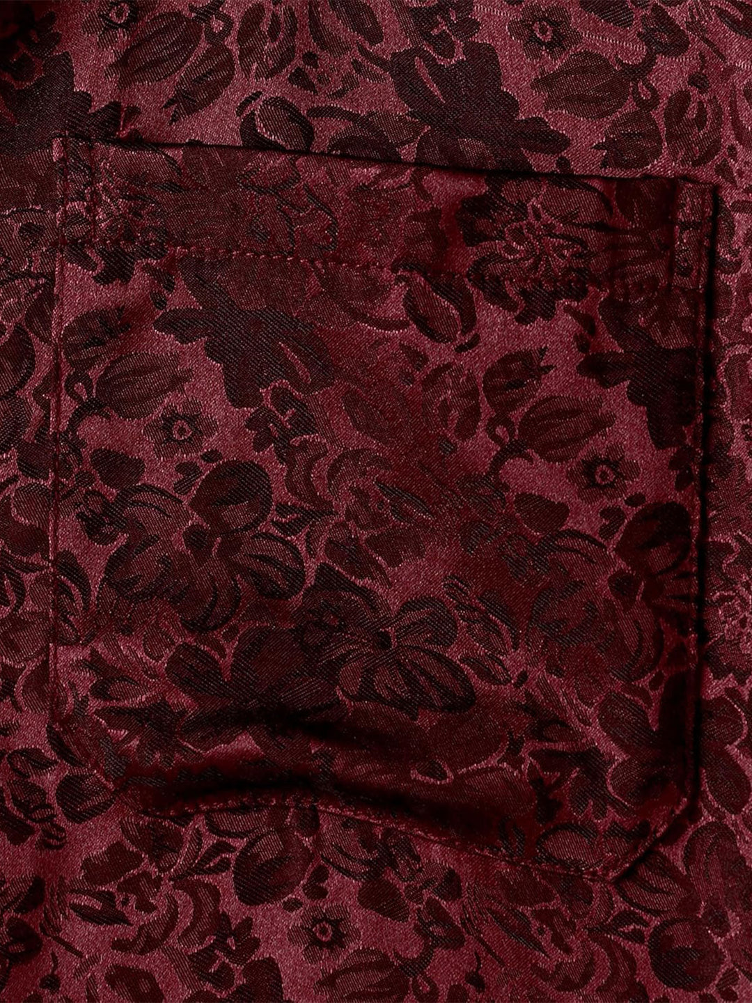 Chemise à manches courtes en satin de soie jacquard à imprimé floral pour homme