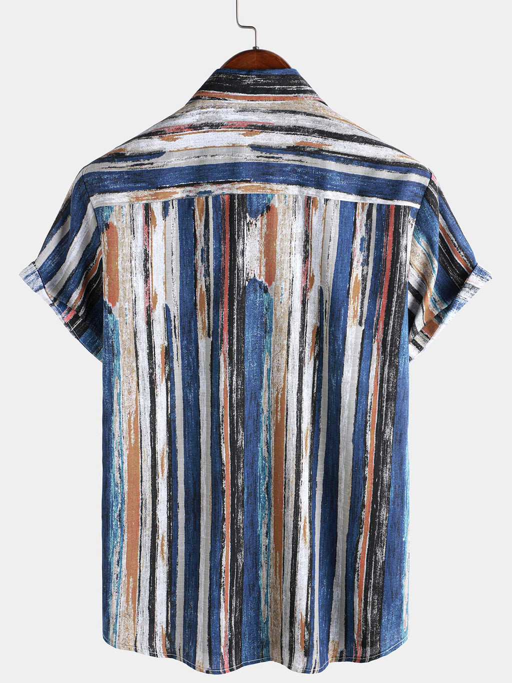 Chemise d'été hawaïenne à rayures et manches courtes pour homme
