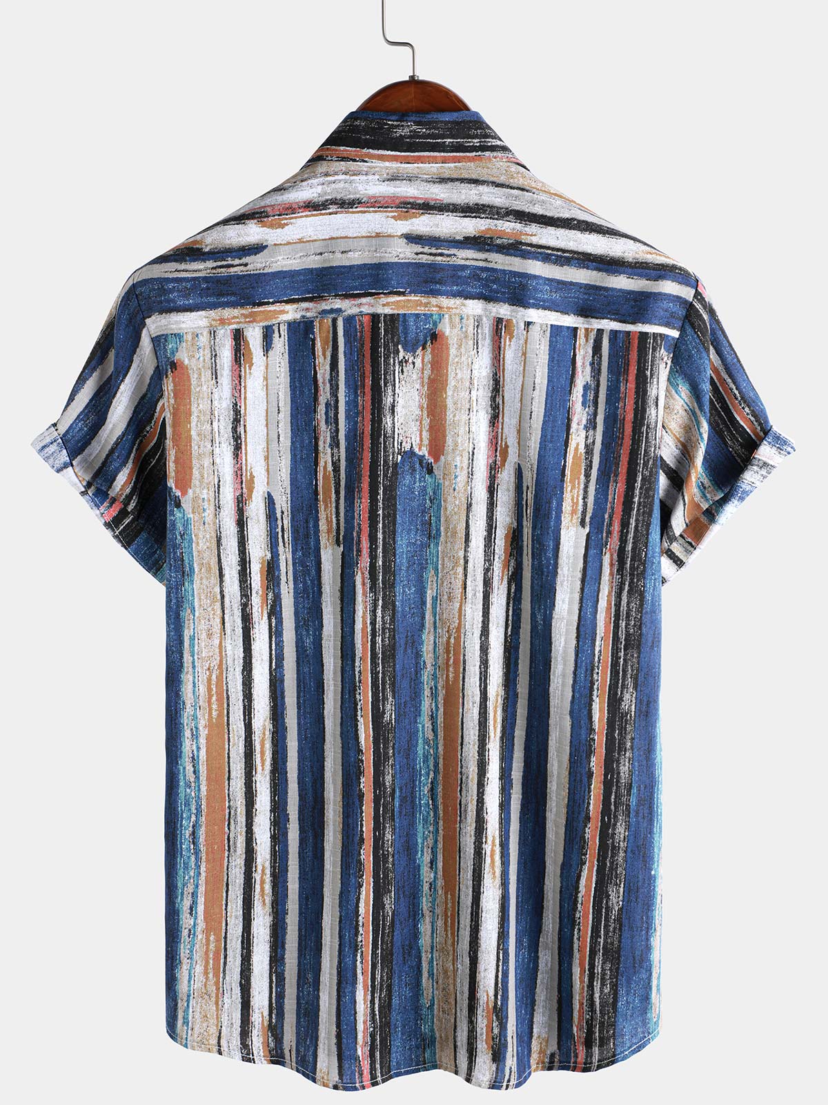 Chemise d'été hawaïenne à rayures et manches courtes pour homme