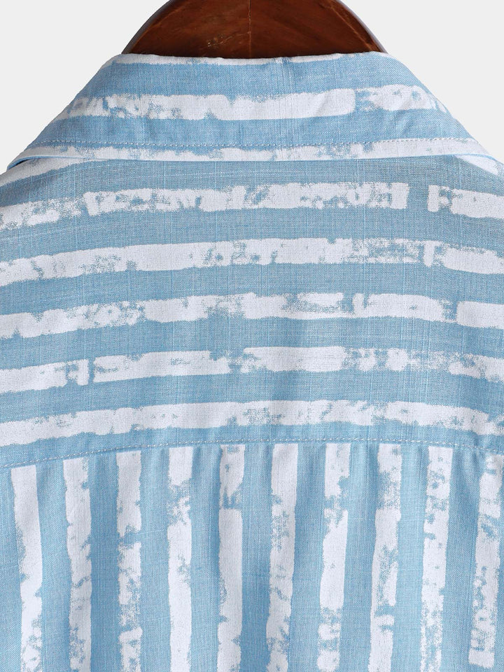 Chemise hawaïenne décontractée à rayures et manches courtes pour homme