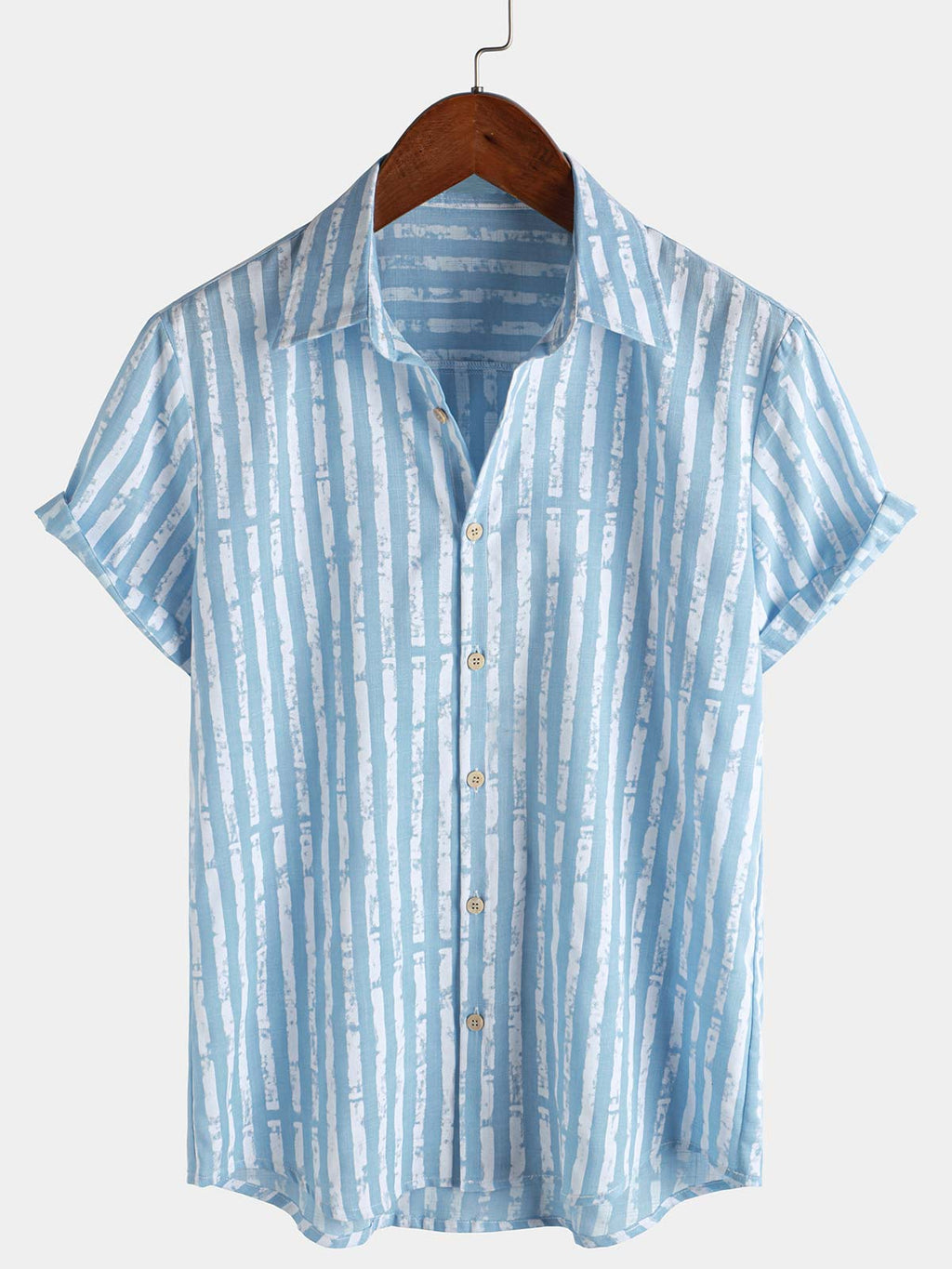 Chemise hawaïenne décontractée à rayures et manches courtes pour homme