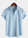 Chemise hawaïenne décontractée à rayures et manches courtes pour homme