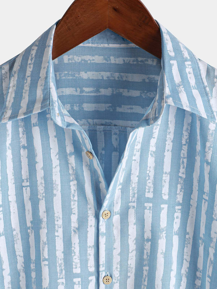 Chemise hawaïenne décontractée à rayures et manches courtes pour homme