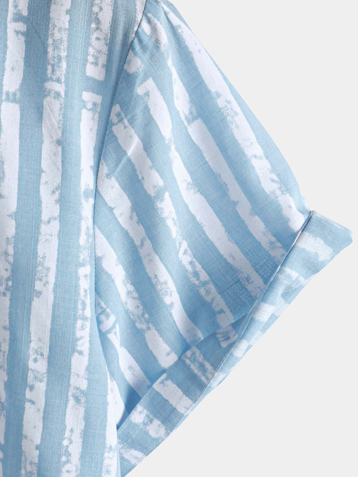 Chemise hawaïenne décontractée à rayures et manches courtes pour homme