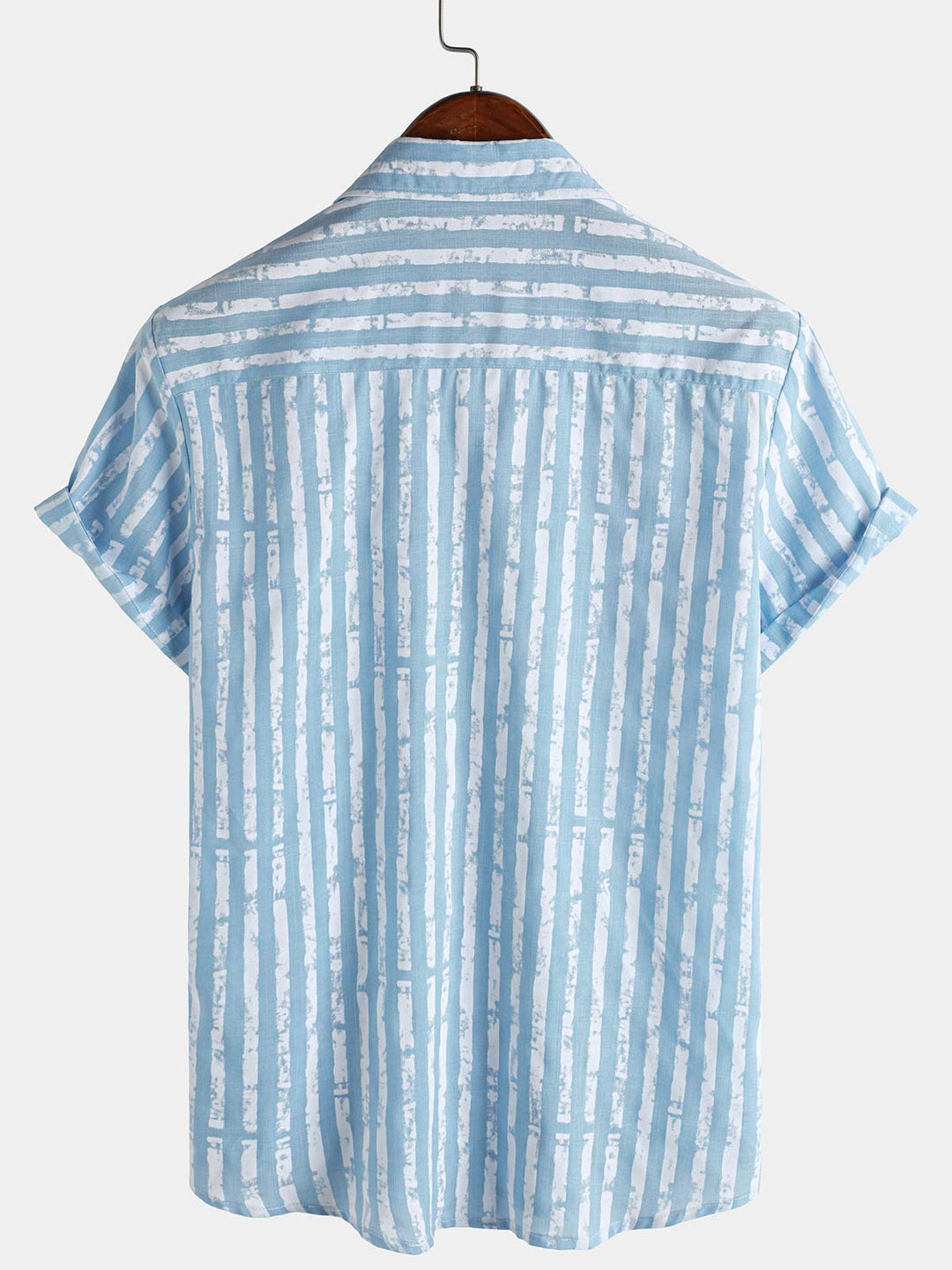 Chemise hawaïenne décontractée à rayures et manches courtes pour homme