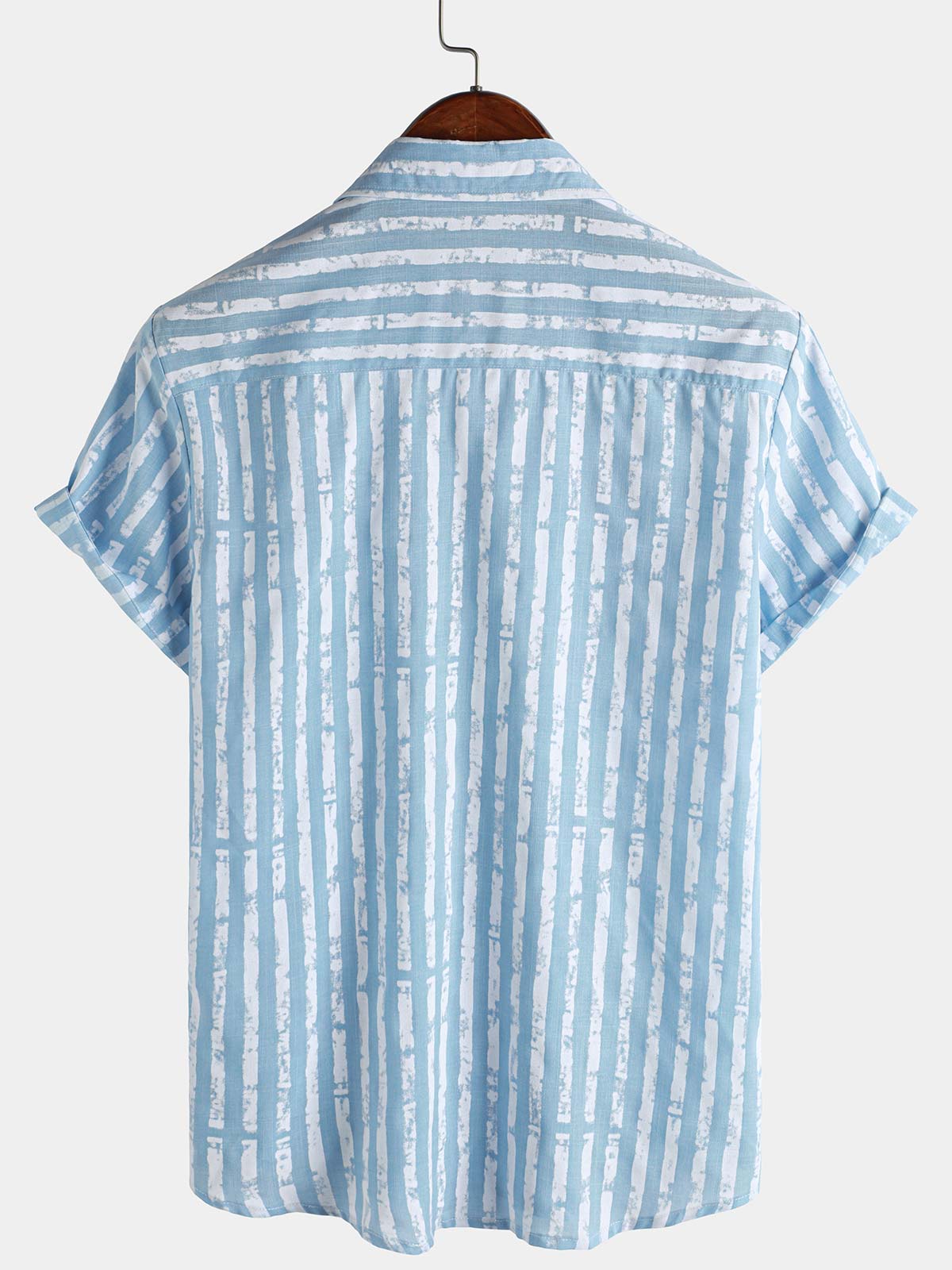 Chemise hawaïenne décontractée à rayures et manches courtes pour homme