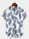 Chemise hawaïenne d'été à manches courtes pour homme, motif feuilles tropicales