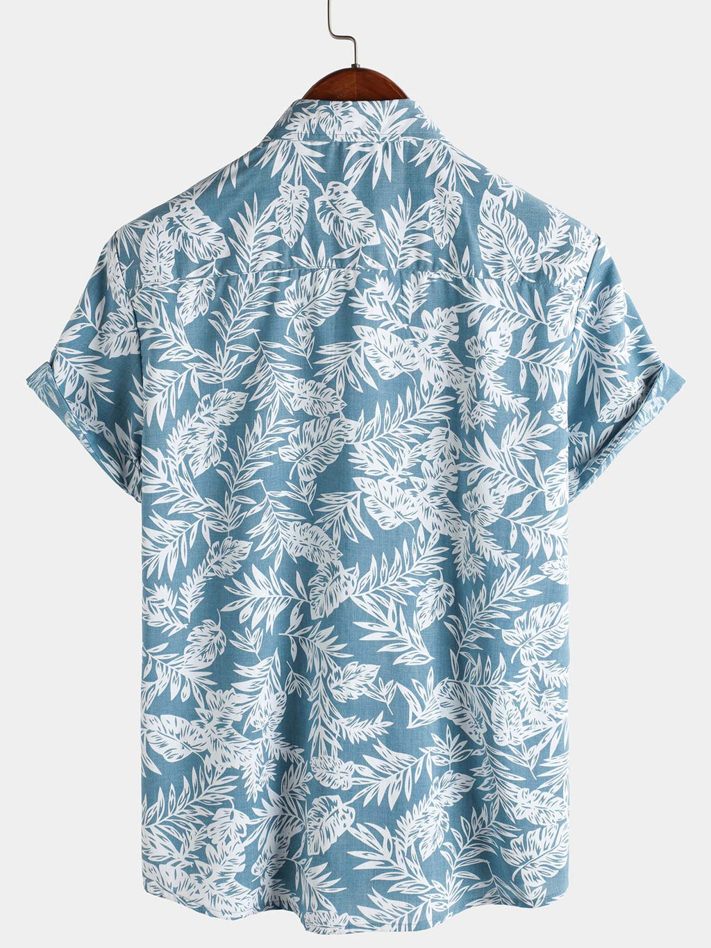 Chemise hawaïenne d'été à manches courtes bleue tropicale pour homme