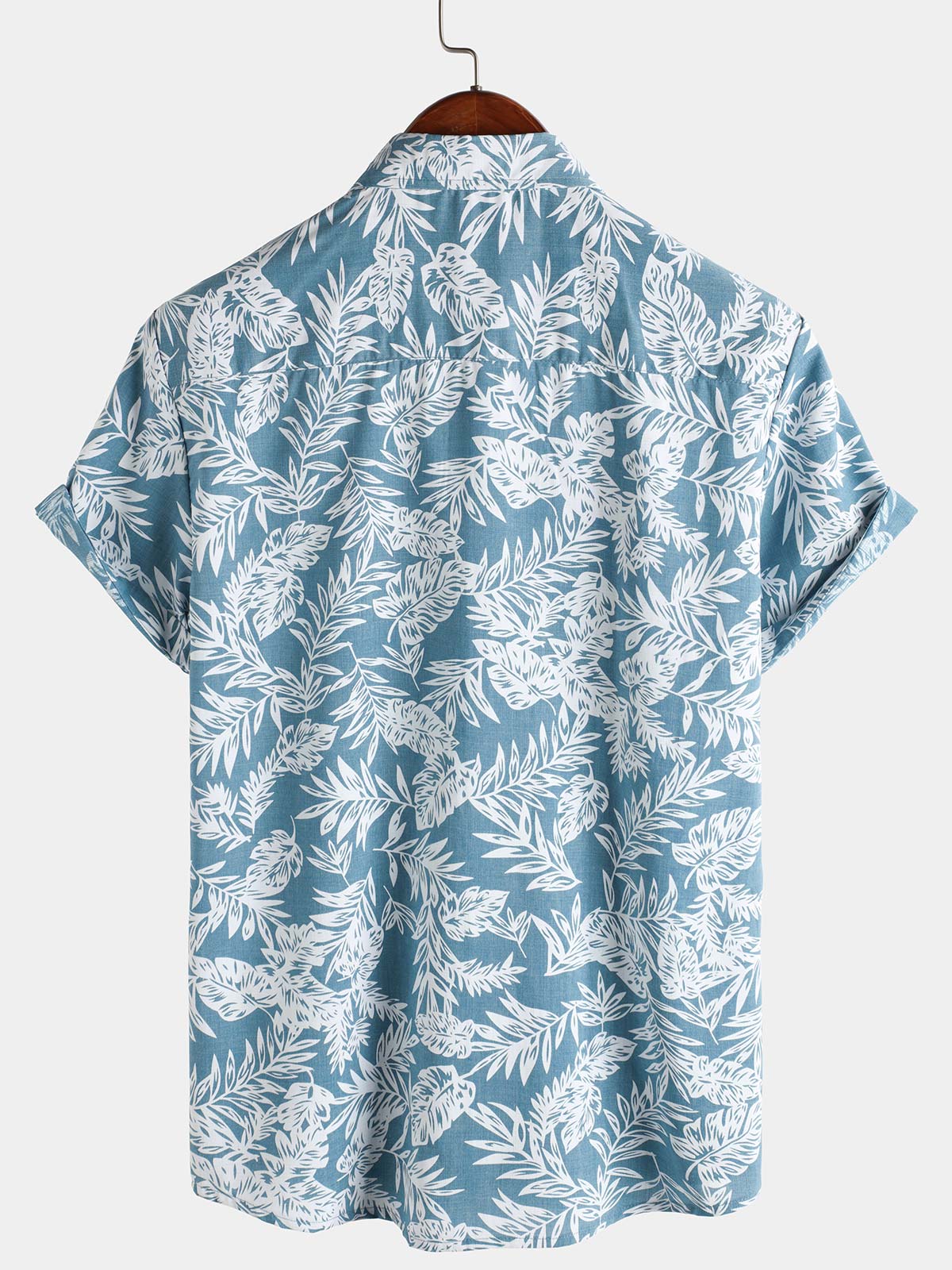 Chemise hawaïenne d'été à manches courtes bleue tropicale pour homme