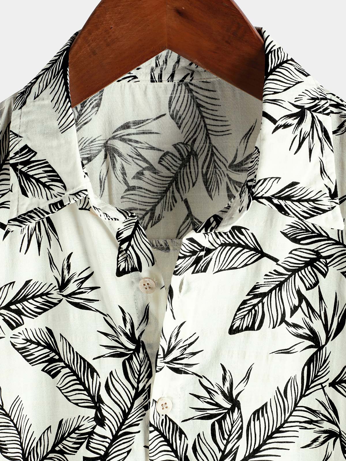 Chemise hawaïenne d'été à manches courtes pour homme, motif feuilles tropicales noires