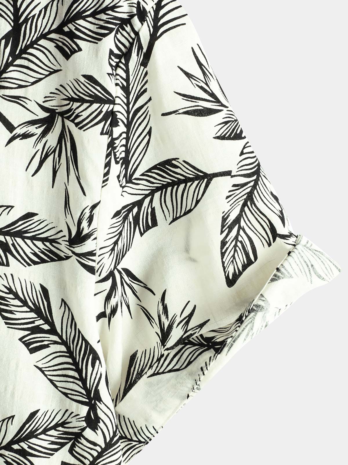 Chemise hawaïenne d'été à manches courtes pour homme, motif feuilles tropicales noires