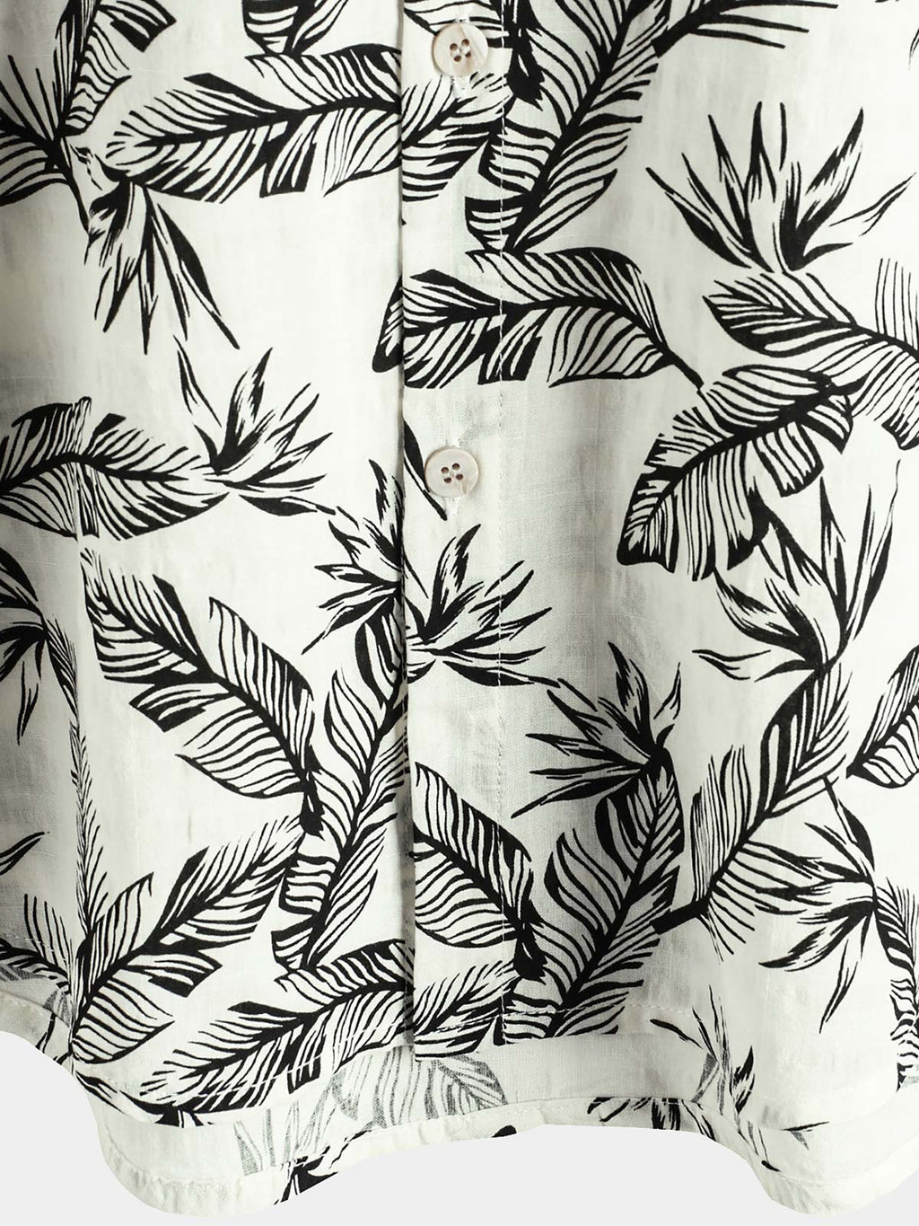 Chemise hawaïenne d'été à manches courtes pour homme, motif feuilles tropicales noires