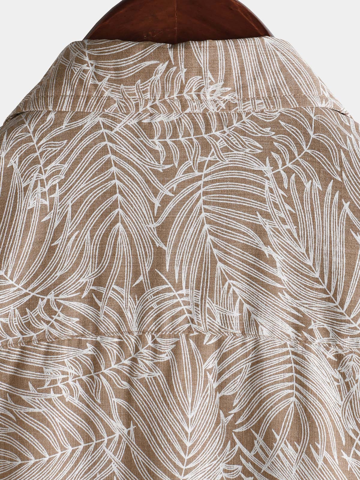 Chemise hawaïenne d'été à manches courtes pour homme, motif feuilles tropicales kaki