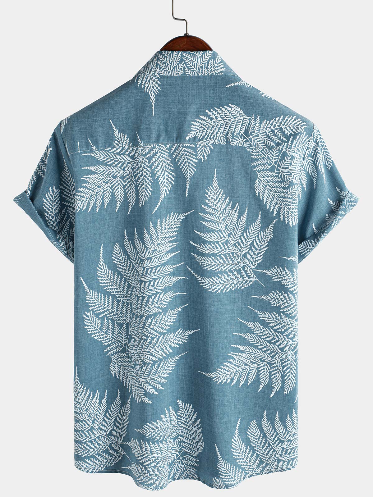 Chemise d'été boutonnée à manches courtes bleu tropical pour homme