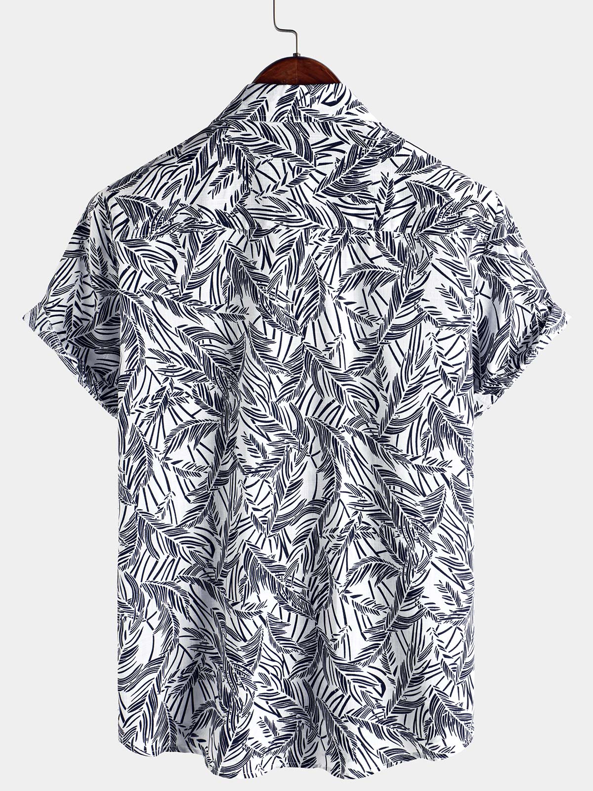 Chemise d'été boutonnée à manches courtes bleu tropical pour homme
