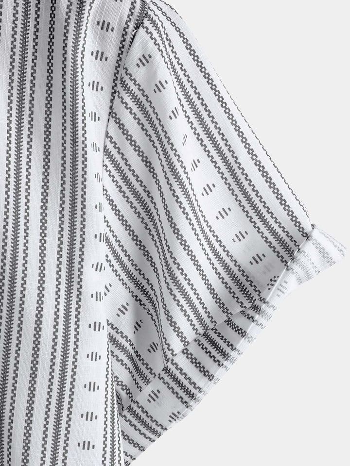 Chemise boutonnée décontractée à manches courtes et rayures pour homme