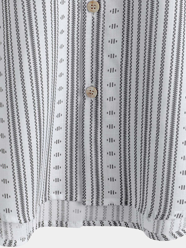 Chemise boutonnée décontractée à manches courtes et rayures pour homme