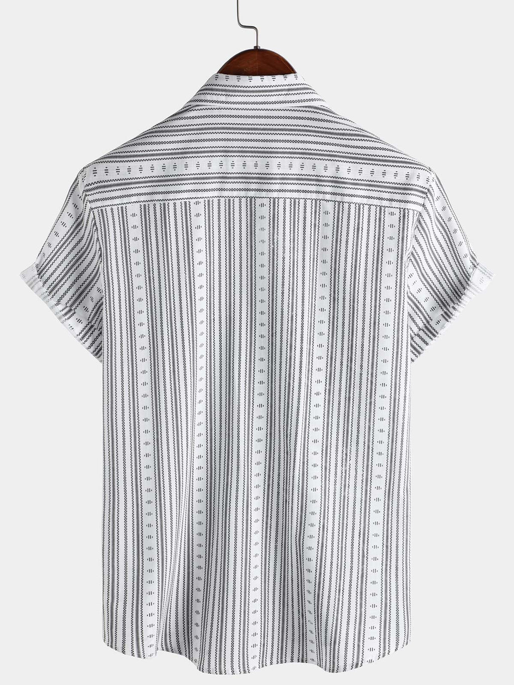 Chemise boutonnée décontractée à manches courtes et rayures pour homme