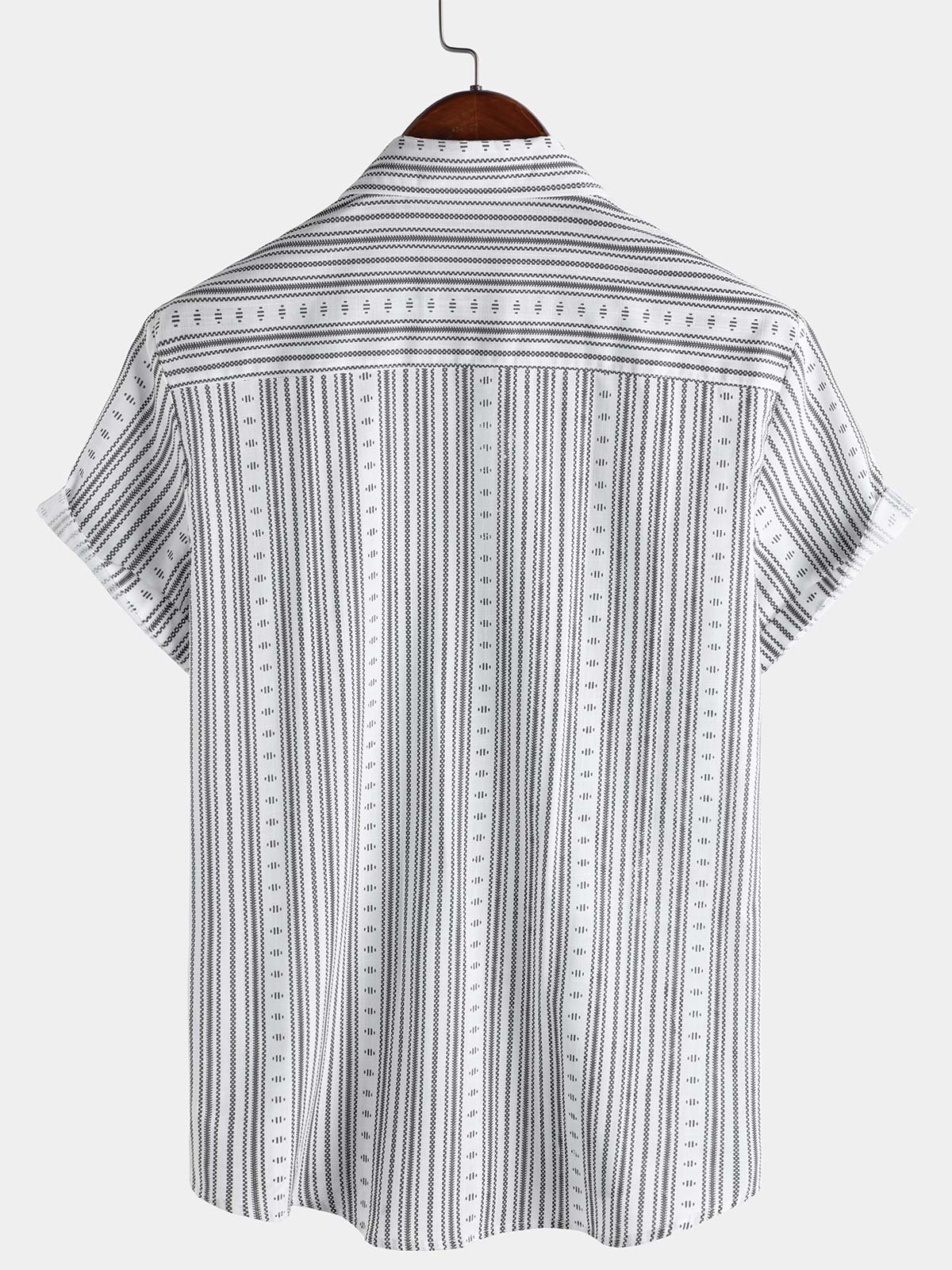 Chemise boutonnée décontractée à manches courtes et rayures pour homme