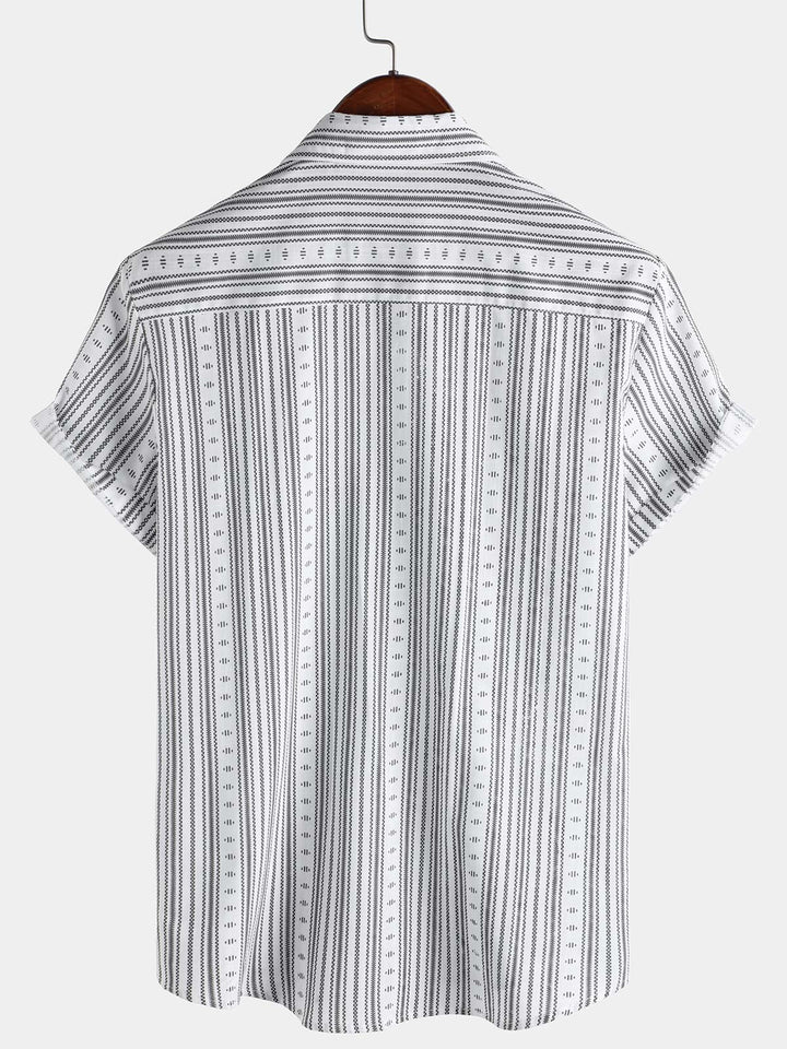 Chemise boutonnée décontractée à manches courtes et rayures pour homme