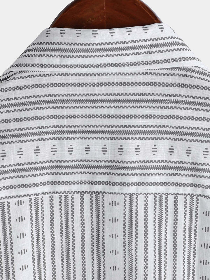 Chemise boutonnée décontractée à manches courtes et rayures pour homme
