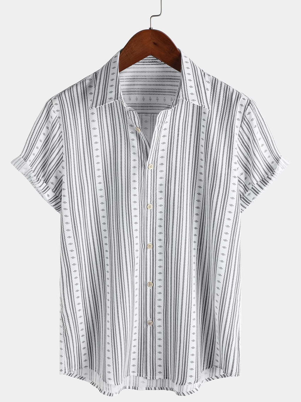 Chemise boutonnée décontractée à manches courtes et rayures pour homme